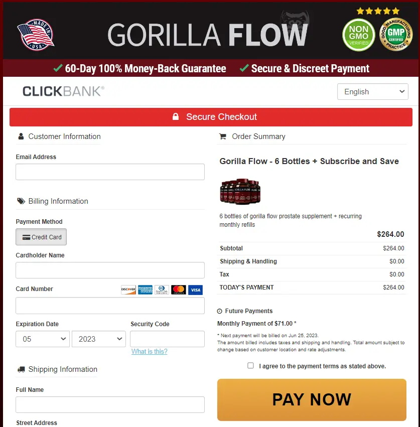 Gorilla Flow-checkout page